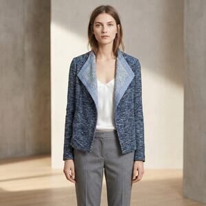 VINCE Women's Heather Tweed Open Drap Jacket top Cotton blend sz XS